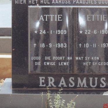ERASMUS Attie 1909-1983 &amp; Lettie 1906-1977