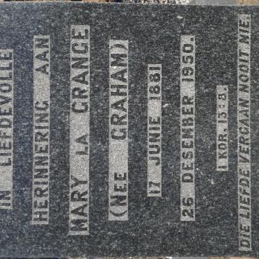 GRANGE Mary, la nee GRAHAM 1881-1950