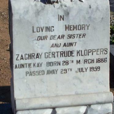 KLOPPERS Zachray Gertrude 1866-1959