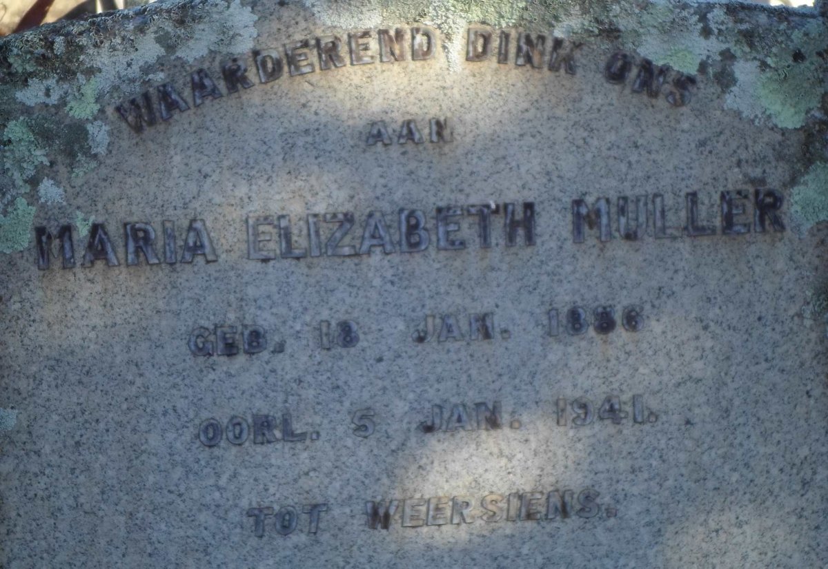 MULLER Maria Elizabeth 1886-1941