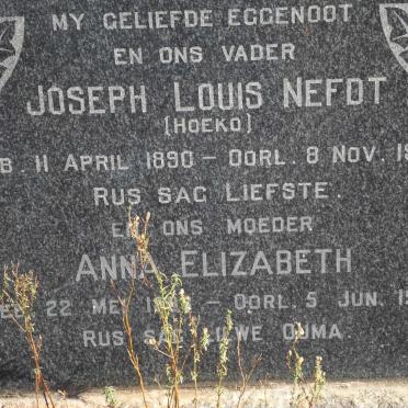 NEFDT Joseph Louis 1890-1952 &amp; Anna Elizabeth -1985