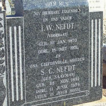 NEFDT I.W. 1870-1951 &amp; S.C. SAAYMAN 1881-1958