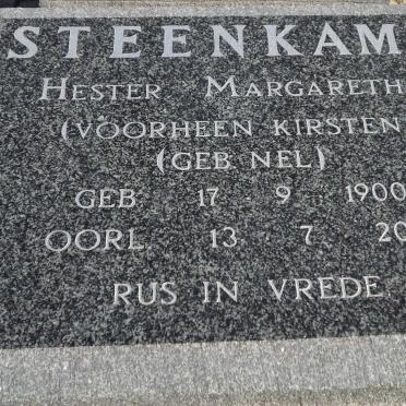 STEENKAMP Hester Margaretha voorheen KIRSTEN nee NEL 1900-2001