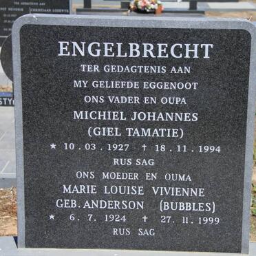 ENGELBRECHT Michiel Johannes 1927-1994 &amp; Marie Louise Vivienne ANDERSON 1924-1999