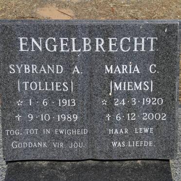 ENGELBRECHT Sybrand A. 1913-1989 &amp; Maria C. 1920-2002