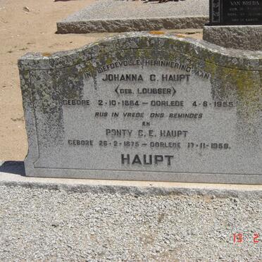 HAUPT Ponty C.E. 1875-1958 &amp; Johanna C. LOUBSER 1884-1955