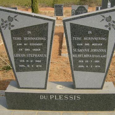 PLESSIS Gideon Stephanus, du 1892-1972 &amp; Susanna Johanna Wilhelmina EYGELAAR 1901-1974