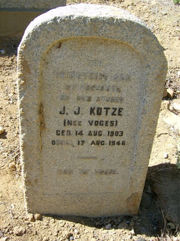 KOTZE J.J. nee VOGES 1903-1946