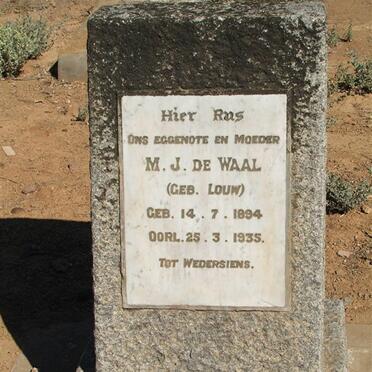 WAAL M.J., de nee LOUW 1894-1935