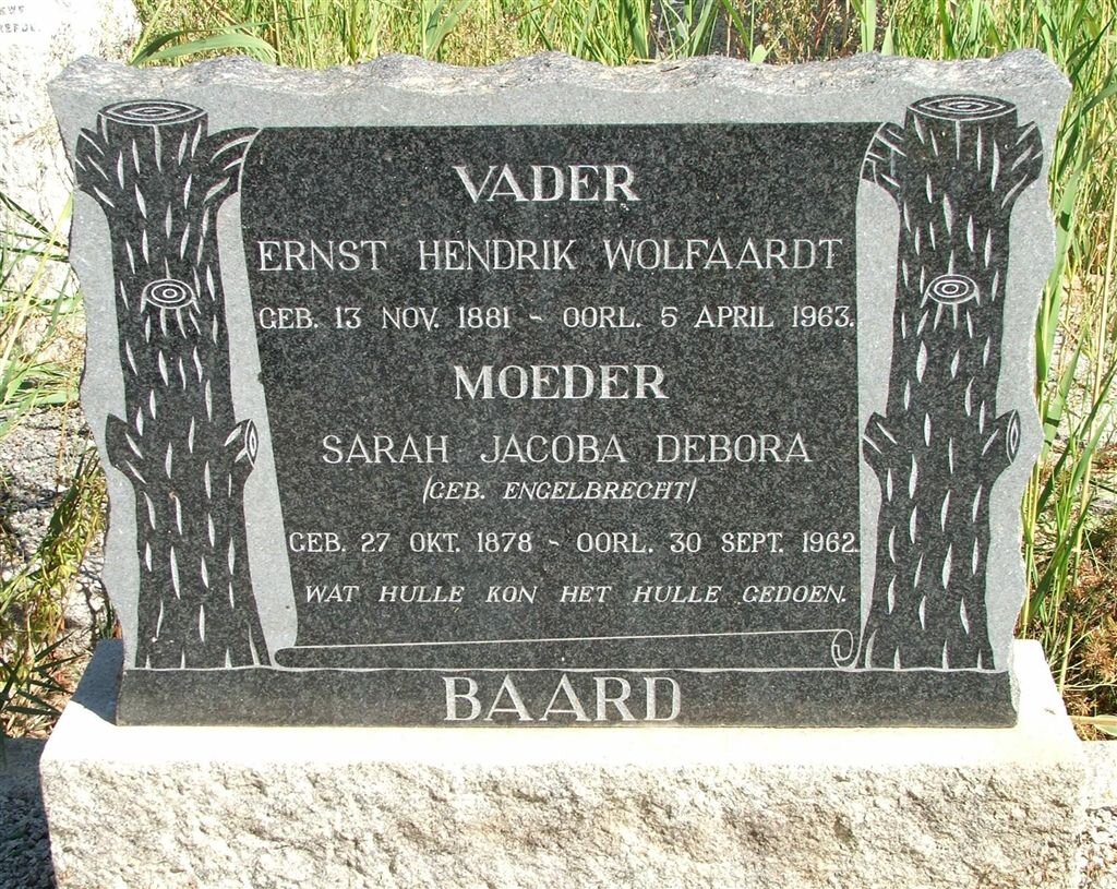 BAARD Ernst Hendrik Wolfaardt 1881-1963 &amp; Sarah Jacoba Debora ENGELBRECHT 1878-1962