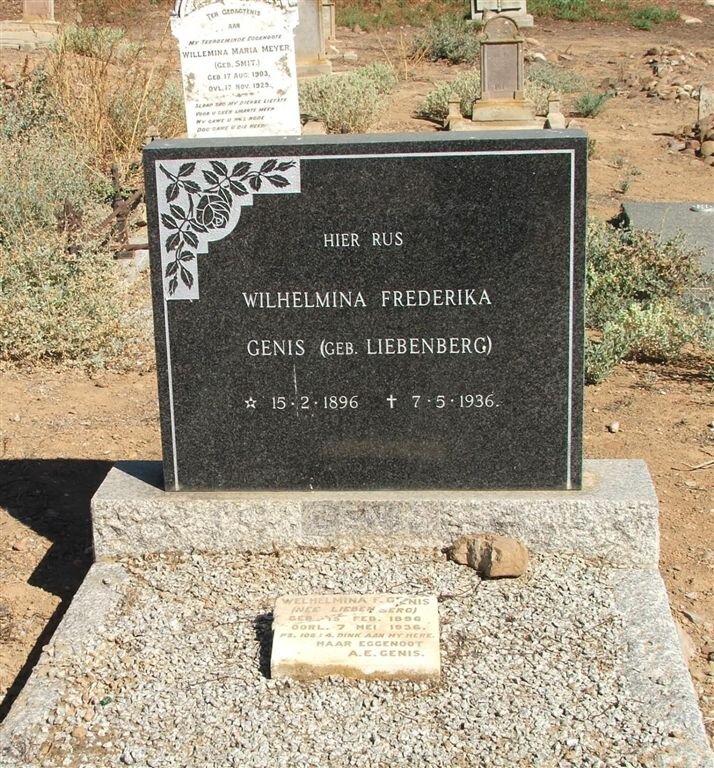 GENIS Wilhelmina Frederika nee LIEBENBERG 1896-1936