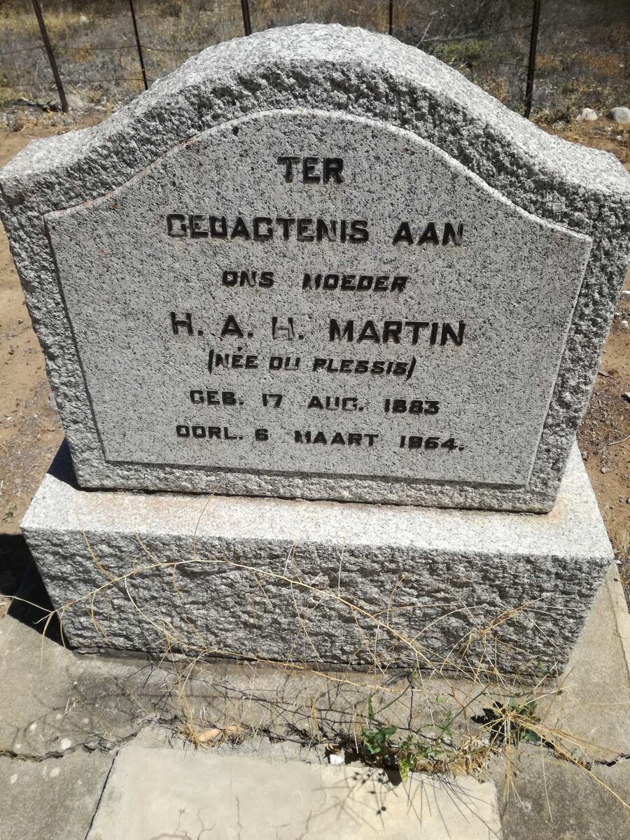 MARTIN H.A.H. nee DU PLESSIS 1883-1954