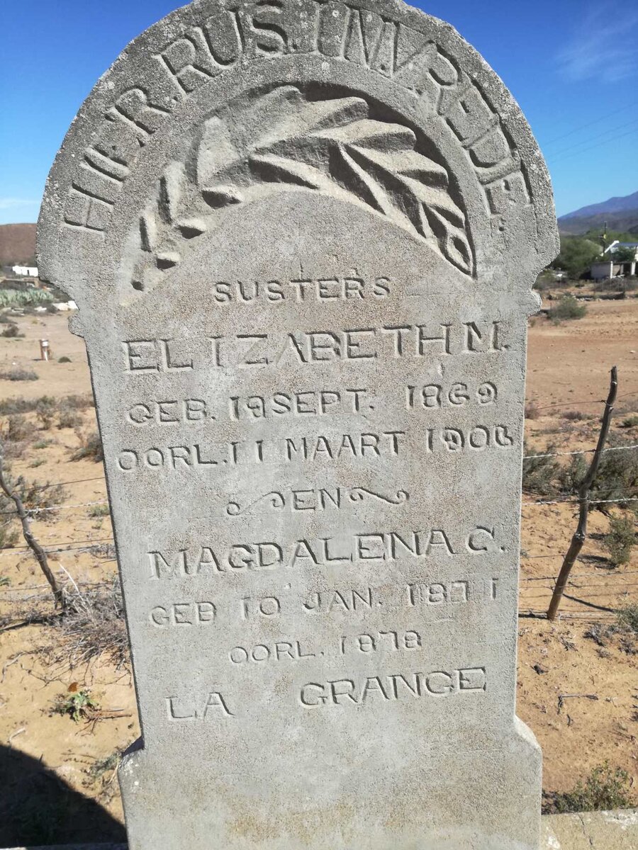 GRANGE Elizabeth M., la 1869-1906 :: LA GRANGE Magdalena C. 1871-1878