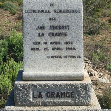 GRANGE Jan Hendrik, la 1875-1940