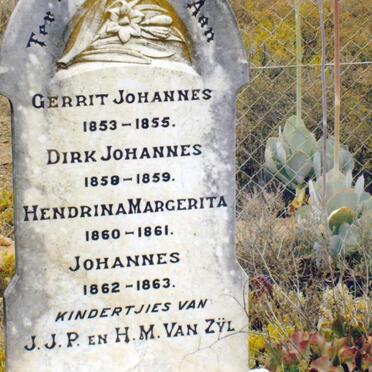 ZYL Gerrit Johannes, van 1853-1855 :: VAN ZYL Dirk Johannes 1959-1959 :: VAN ZYL Hendrina Margerita 1860-1861