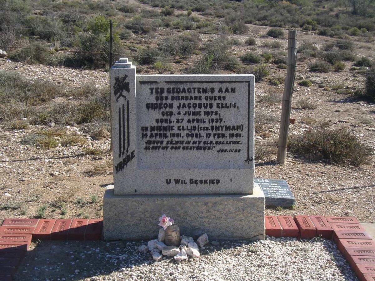 ELLIS Gideon Jacobus 1875-1937 &amp; Miemie SNYMAN 1881-1951