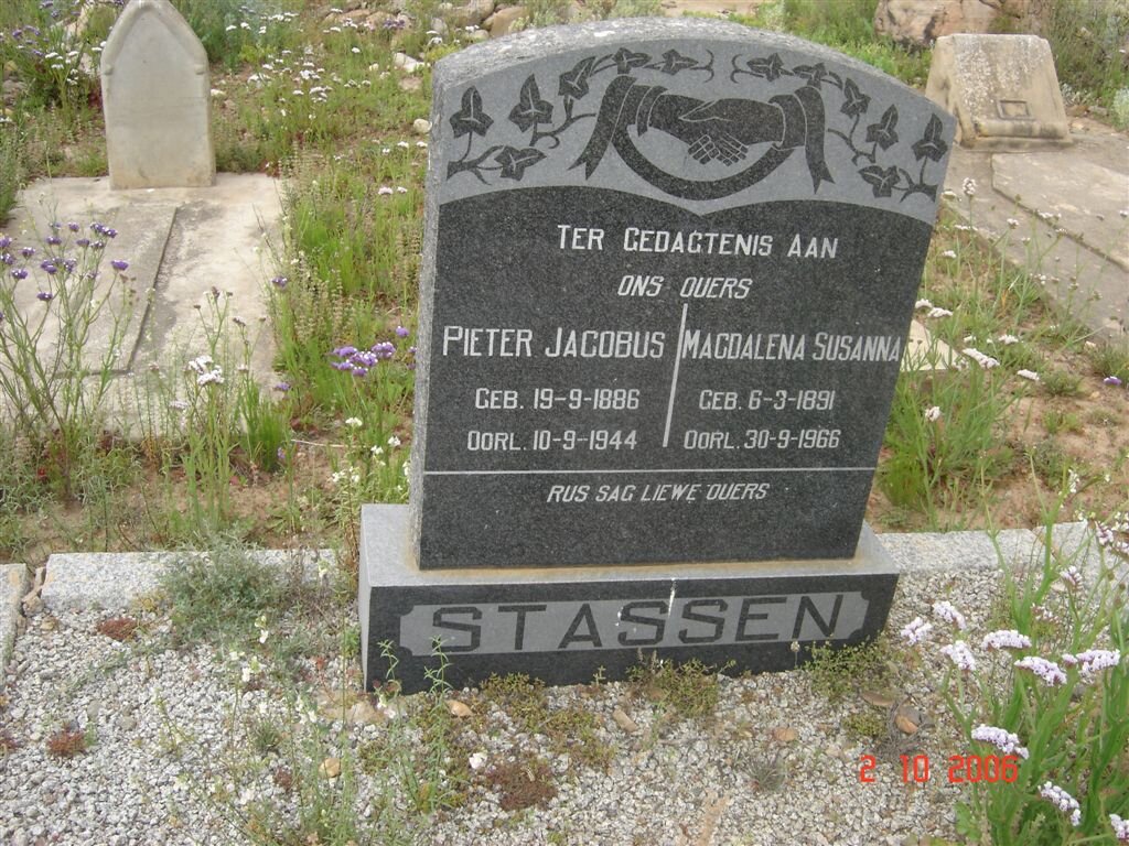 STASSEN Pieter Jacobus 1886-1944 &amp; Magdalena Susanna 1891-1966