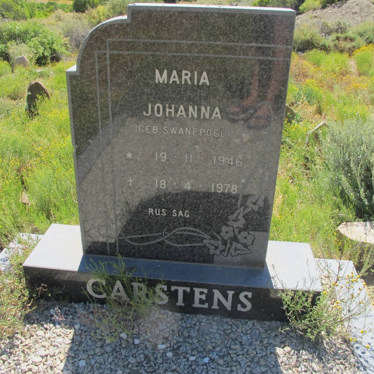 CARSTENS Maria Johanna nee SWANEPOEL 1946-1978