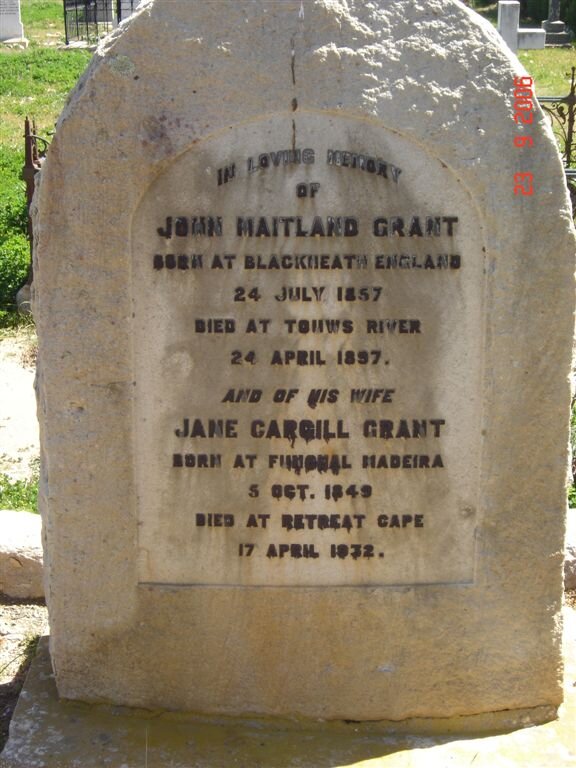 GRANT John Maitland 1857-1897 &amp; Jane CARGILL 1849-1932