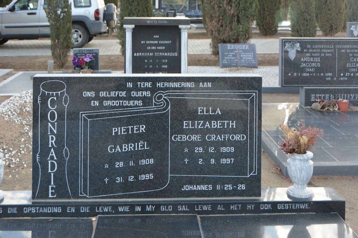 CONRADIE Pieter Gabriel 1908-1995 &amp; Ella Elizabeth CRAFFORD 1909-1997