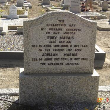 MARAIS Adriaan 1917-1942 &amp; Ruby VAN AS 1898-1948