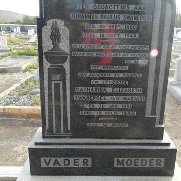 SWANEPOEL Johannes Paulus 1880-1948 &amp; Catharina Elizabeth MARAIS 1881-1949