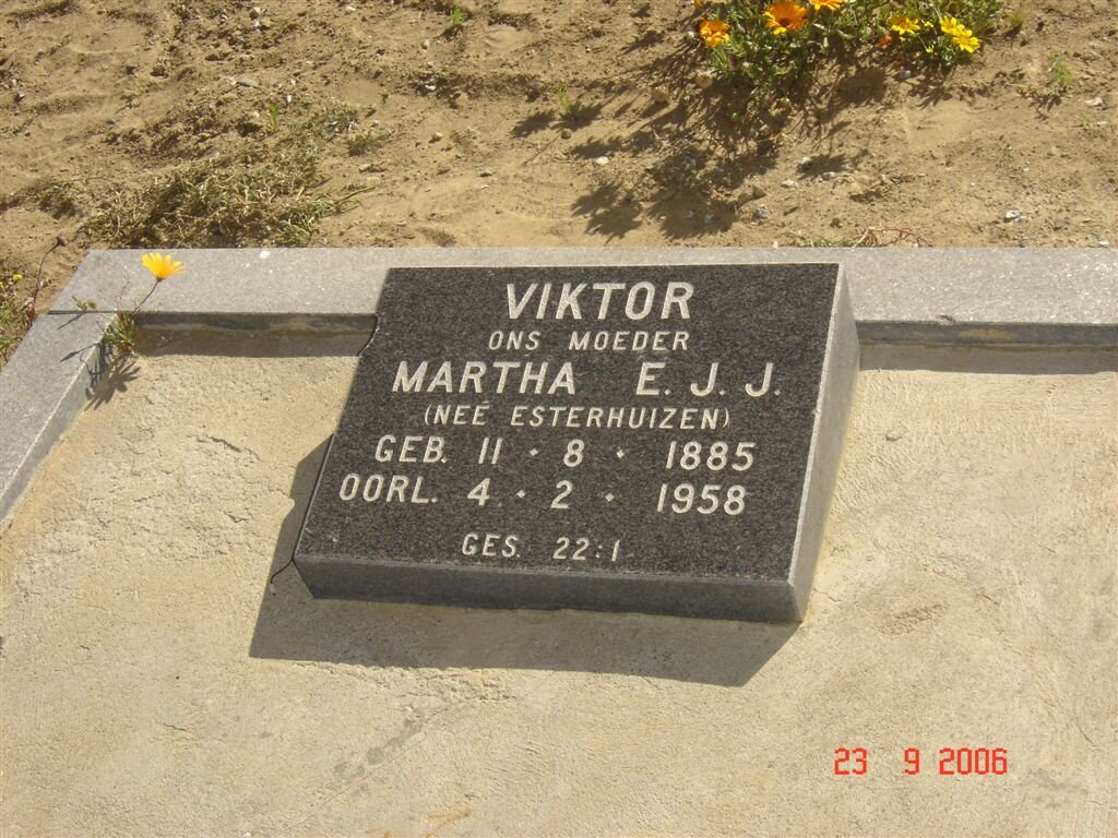 VIKTOR Martha E.J.J. nee ESTERHUIZEN 1885-1958