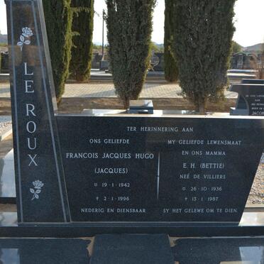 ROUX Francois Jacques Hugo, le 1942-1996 &amp; E.H. DE VILLIERS 1936-1987
