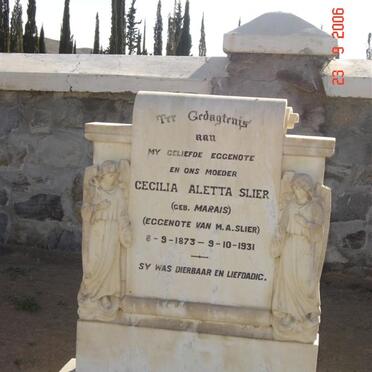 SLIER Cecilia Aletta nee MARAIS 1873-1931