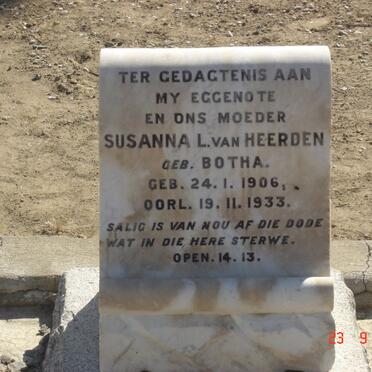 HEERDEN Susanna L., van nee BOTHA 1906-1933