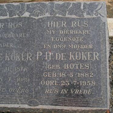 KOKER P.H., de nee BOTES 1882-1958