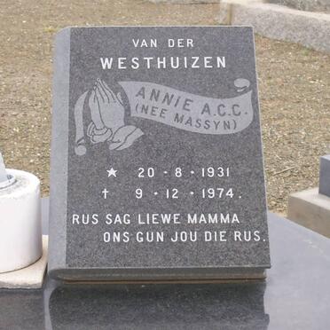 WESTHUIZEN Annie A.C.C., van der nee MASSYN 1931-1974