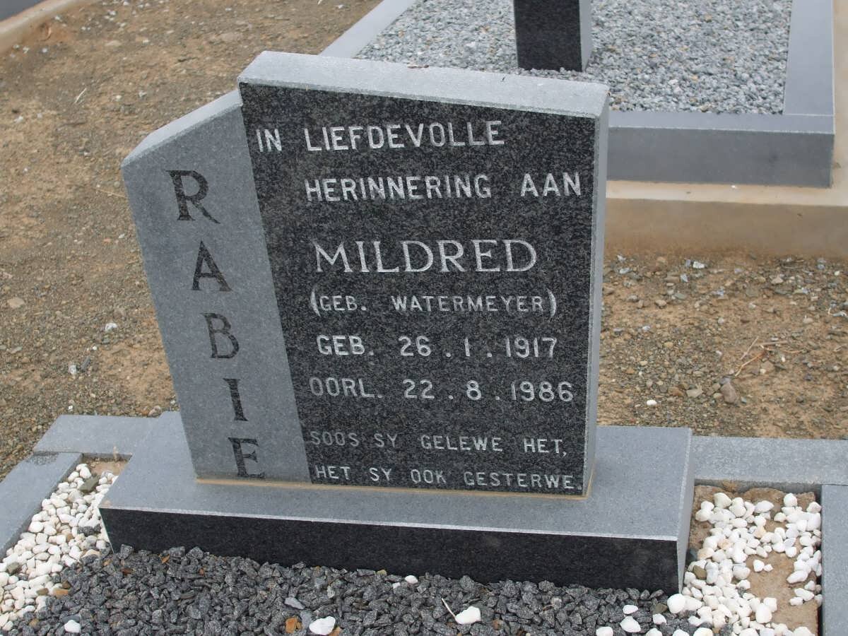 RABIE Mildred nee WATERMEYER 1917-1986