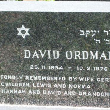 ORDMAN David 1894-1976