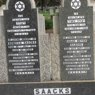 SAACKS Isaac Meyer -1942 :: SAACKS Rebecca -1962
