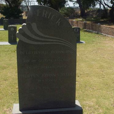 FRICK Philippus Johannes Rudolf 1920-1961 