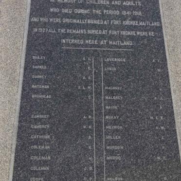 07. Monument to those who died 1841-1915 &amp; were buried at Fort Knokke - name list_1