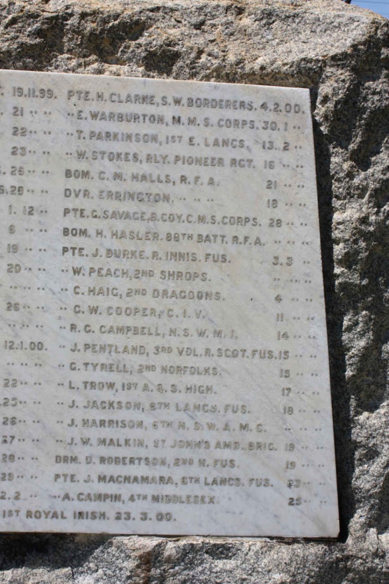 9. Monument to all soldiers who died of wounds &amp; disease 1899-1902: list of names_7
