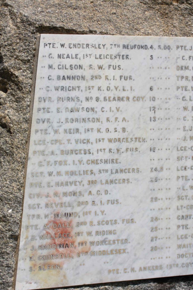 6. Monument to all soldiers who died of wounds &amp; disease 1899-1902: list of names_4