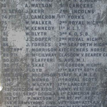 4. Presbyterian Soldiers who died in the Military Hospitals Wynberg 1899-1902