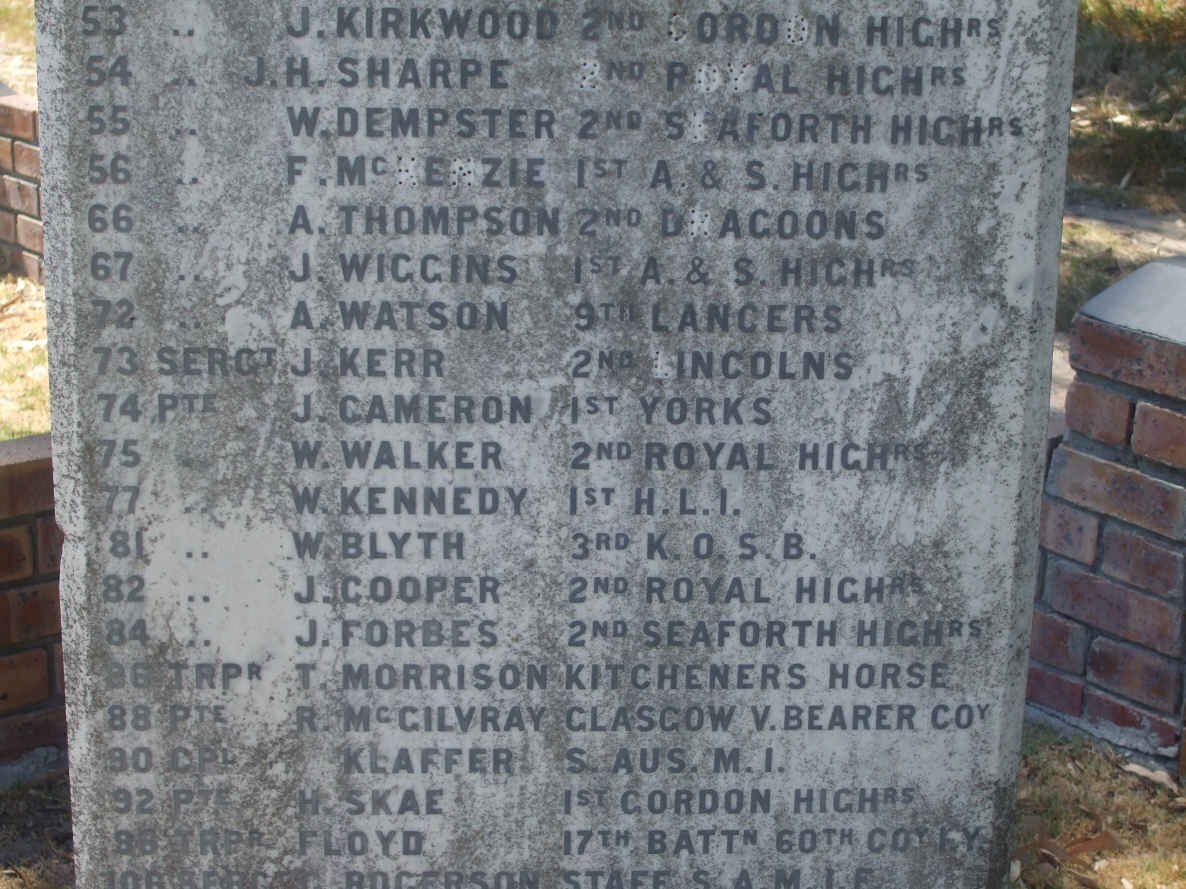 3. Presbyterian Soldiers who died in the Military Hospitals Wynberg 1899-1902
