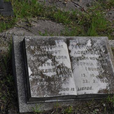 ACKERMANN Petrus J. -1961 &amp; Sophia M.M. BUHR 1896-1985 :: ACKERMANN Martha J.E. -1924