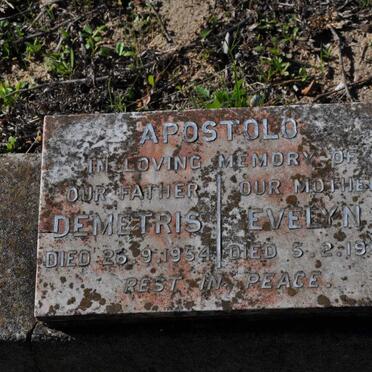 APOSTOLO Demetris -1954 &amp; Evelyn -1957