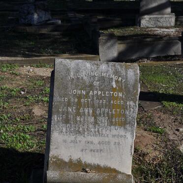 APPLETON John -1923 &amp; Jane Ann -1937 :: APPLETON Robert -1916