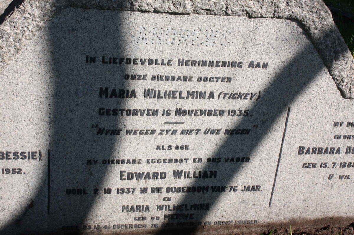 ANDREWS Edward William -1937 &amp; Maria Wilhelmina VAN DER MERWE -1941 :: ANDREWS Maria Wilhelmina -1935