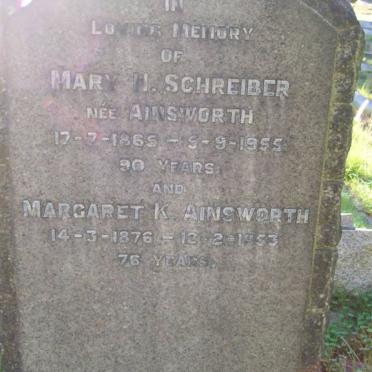 AINSWORTH Margaret K. 1876-1953 :: SCHREIBER Mary H. nee AINSWORTH 1865-1955