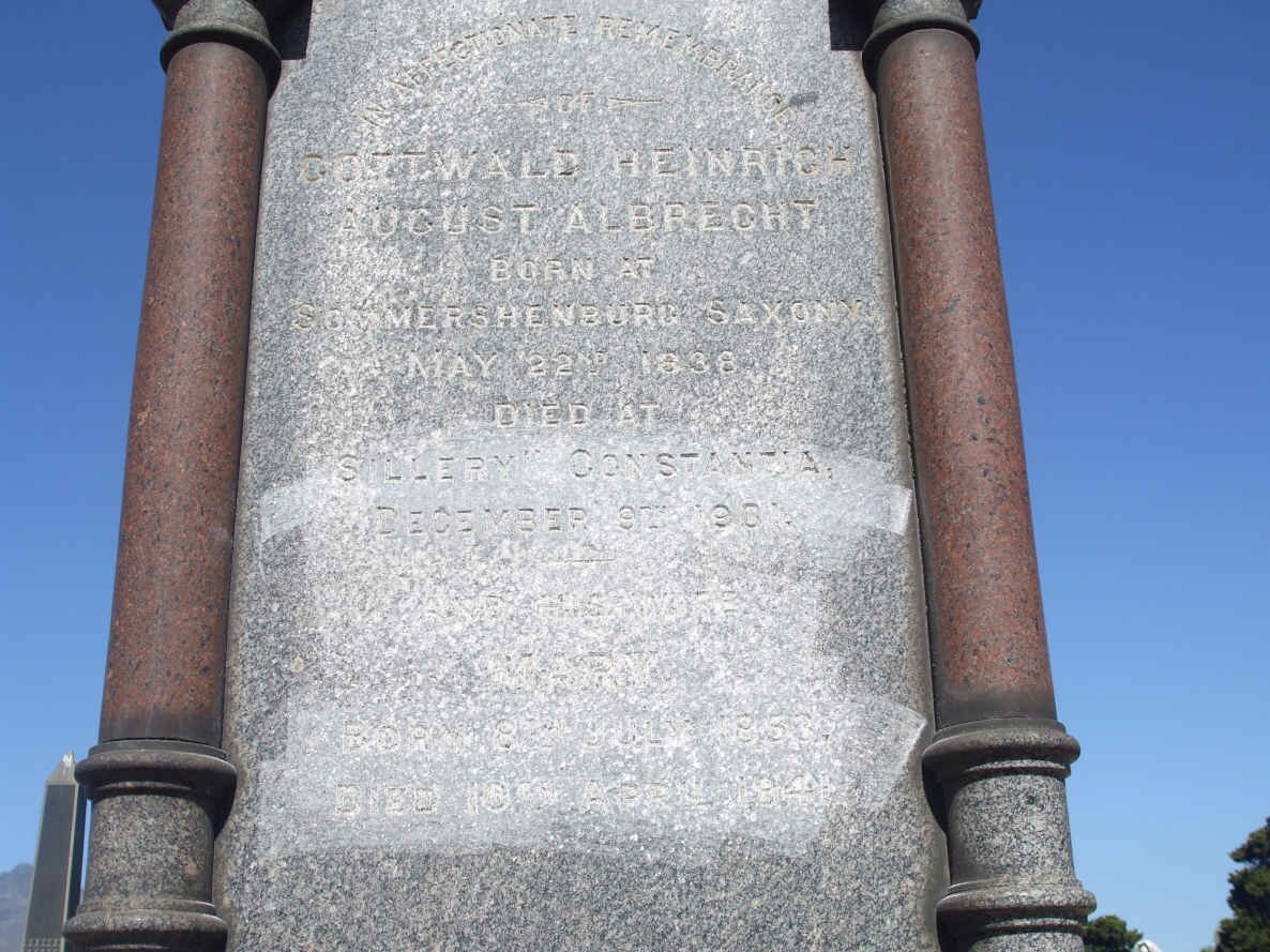 ALBRECHT Gottwald Heinrich August 1838-1901 &amp; Mary Sophia 1853-1941