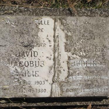 BAILIE David Jacobus 1903-1980 &amp; Judith 19??-1993