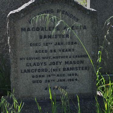 BANISTER Magdalene Aletta -1924 :: LANGFORD Gladys Joey Mason nee BANISTER 1899-1964
