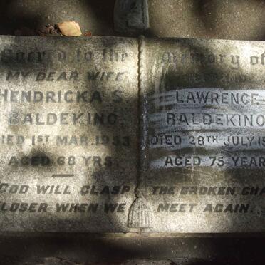 BALDEKINO Lawrence -1978 &amp; Hendricka S. -1953